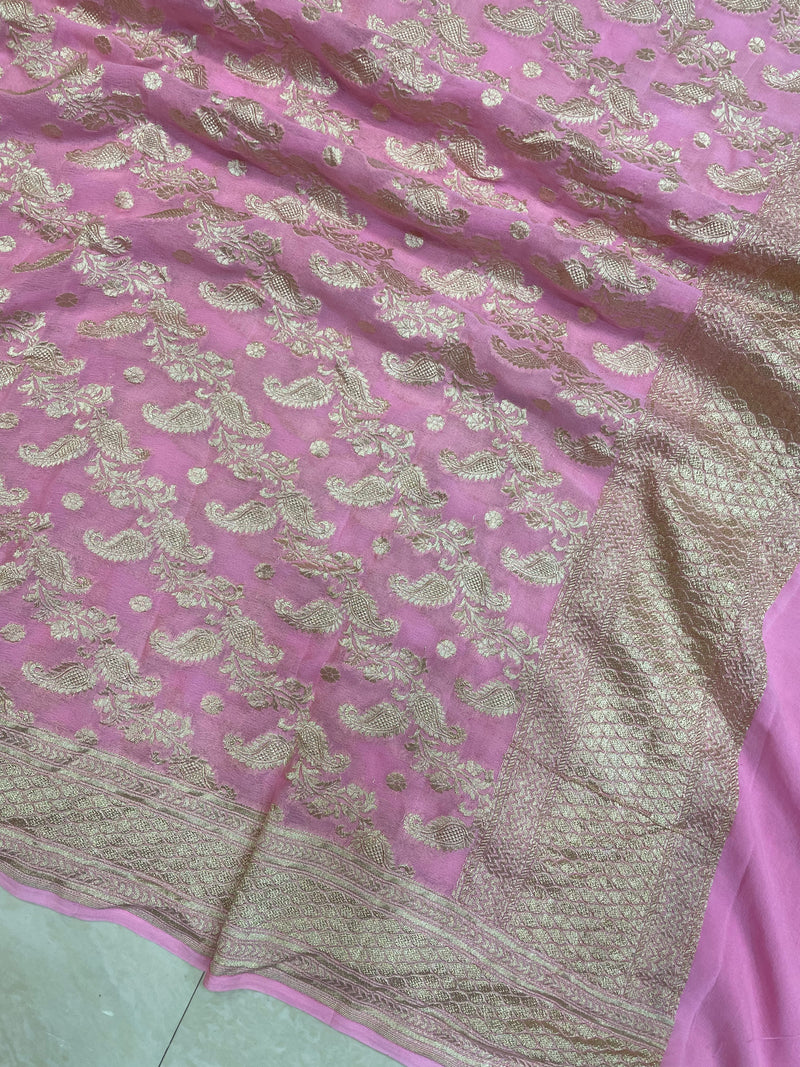 Pure Khaddi Georgette Dupatta - water zari - The Handlooms
