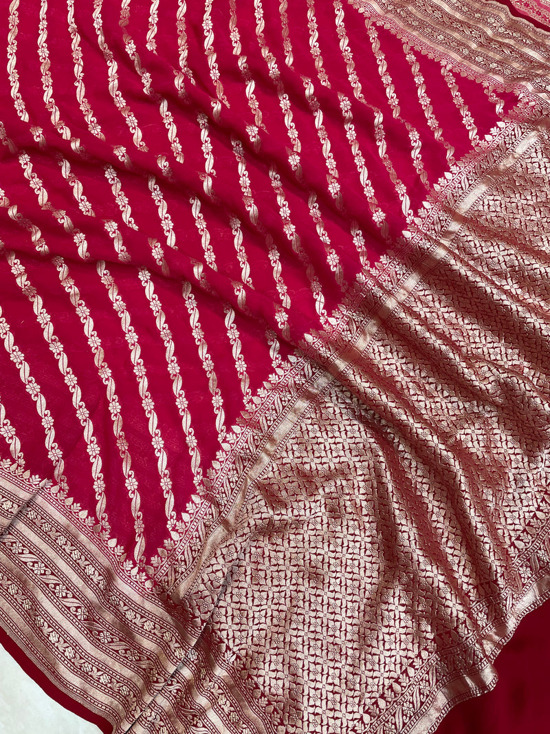 Pure Khaddi Georgette Handloom Banarasi Saree - The Handlooms