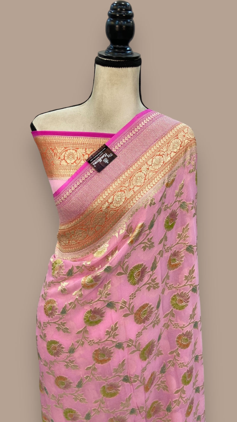 Khaddi Georgette Handloom Banarasi Saree - The Handlooms