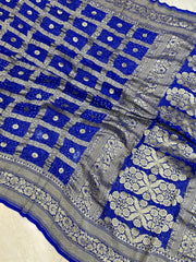 Pure Georgette Banarasi Bandhej Handloom Saree - The Handlooms