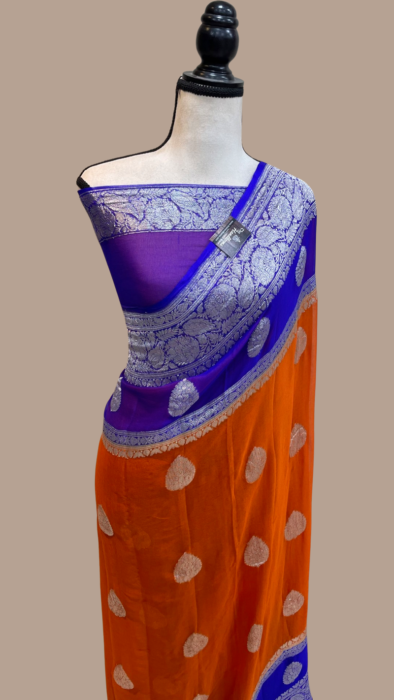 Pure Georgette Banarasi Handloom Saree - The Handlooms