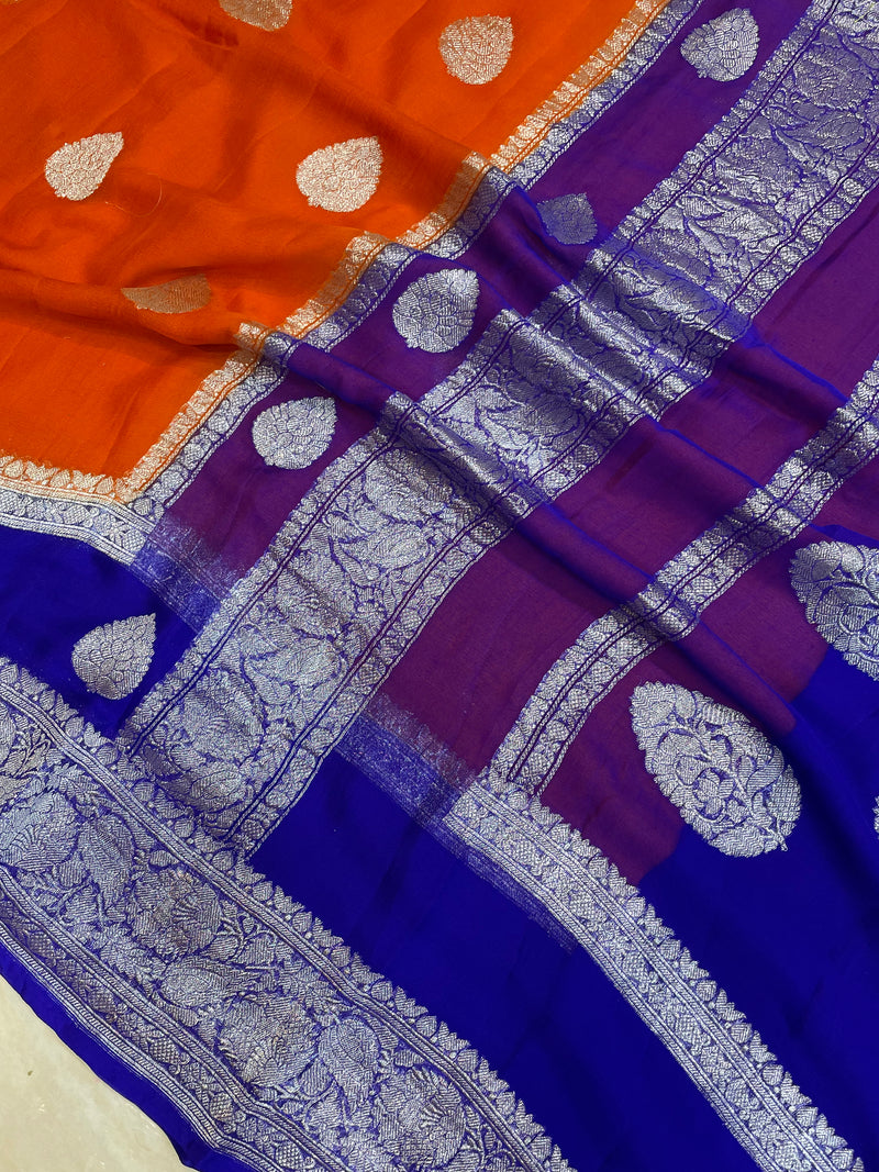 Pure Georgette Banarasi Handloom Saree - The Handlooms