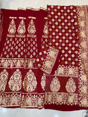 Pure Khaddi Georgette Bandhani Handloom Banarasi Lehenga - The Handlooms