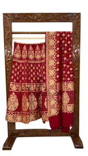 Pure Khaddi Georgette Bandhani Handloom Banarasi Lehenga - The Handlooms