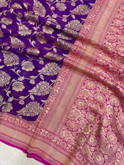 Pure Khaddi Georgette Handloom Banarasi Saree - Gold Zari - The Handlooms