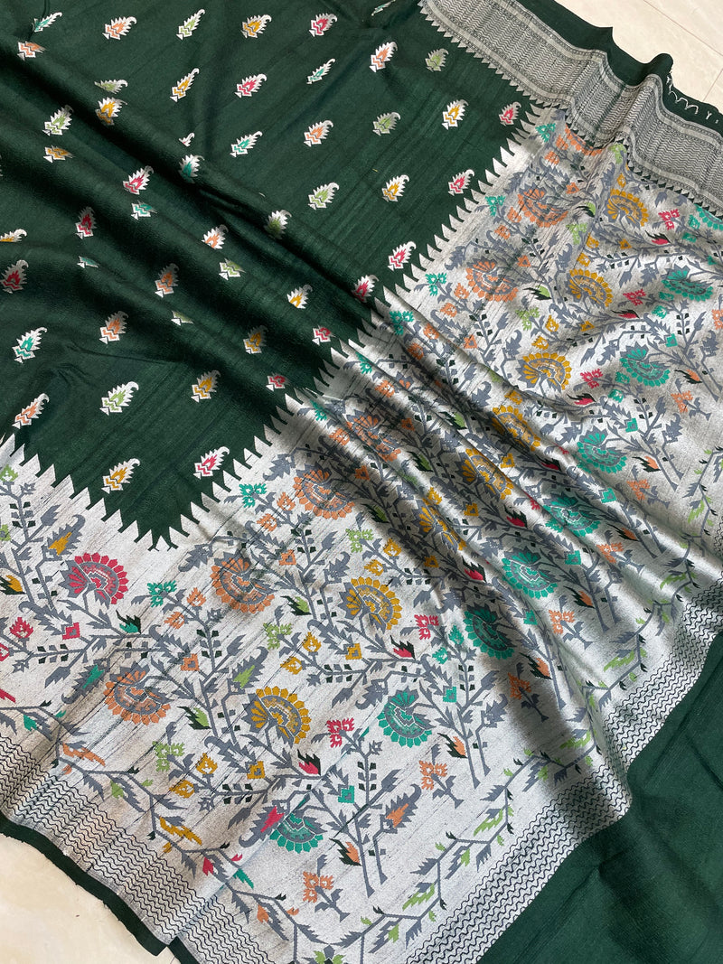 Pure Tussar Georgette Handloom Banarasi Saree - Tilfi - The Handlooms