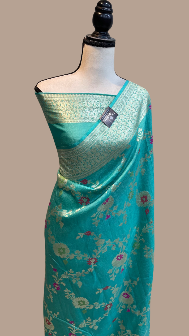 Pure Tussar Georgette Handloom Banarasi Saree - Tilfi - The Handlooms