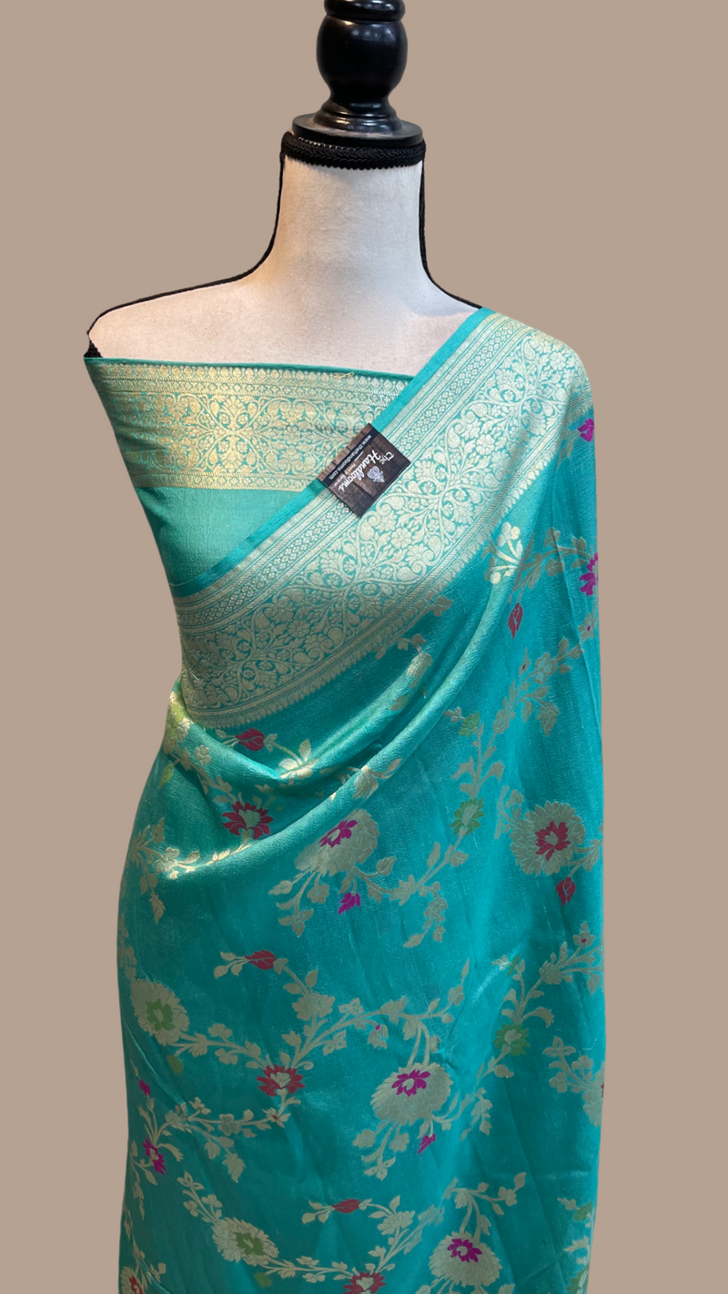 Pure Tussar Georgette Handloom Banarasi Saree - Tilfi - The Handlooms