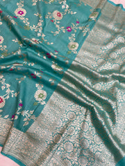 Pure Tussar Georgette Handloom Banarasi Saree - Tilfi - The Handlooms