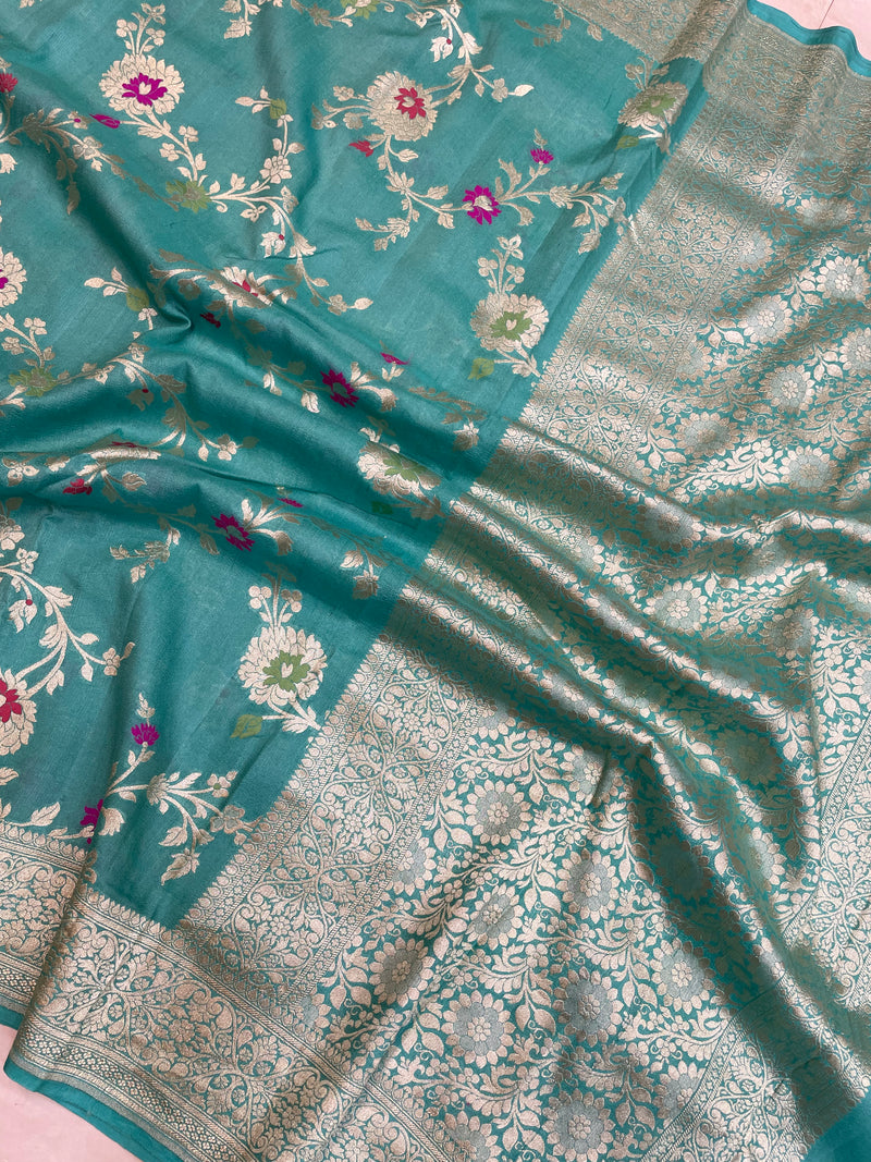 Pure Tussar Georgette Handloom Banarasi Saree - Tilfi - The Handlooms
