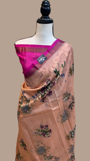 Pure Tussar Silk Handloom Banarasi Saree With Digital Print - The Handlooms