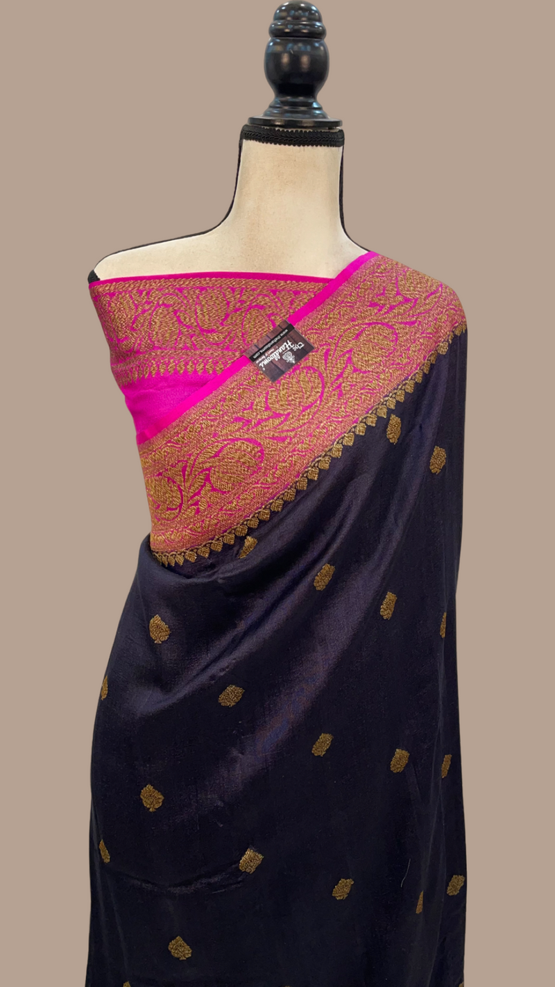 Tussar Georgette Handloom Banarasi Saree - All over kadua work - The Handlooms