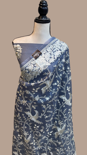 Pure organza Chikankari Handloom Banarasi Saree - The Handlooms