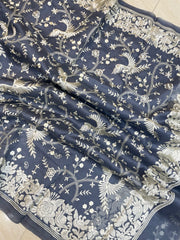 Pure organza Chikankari Handloom Banarasi Saree - The Handlooms