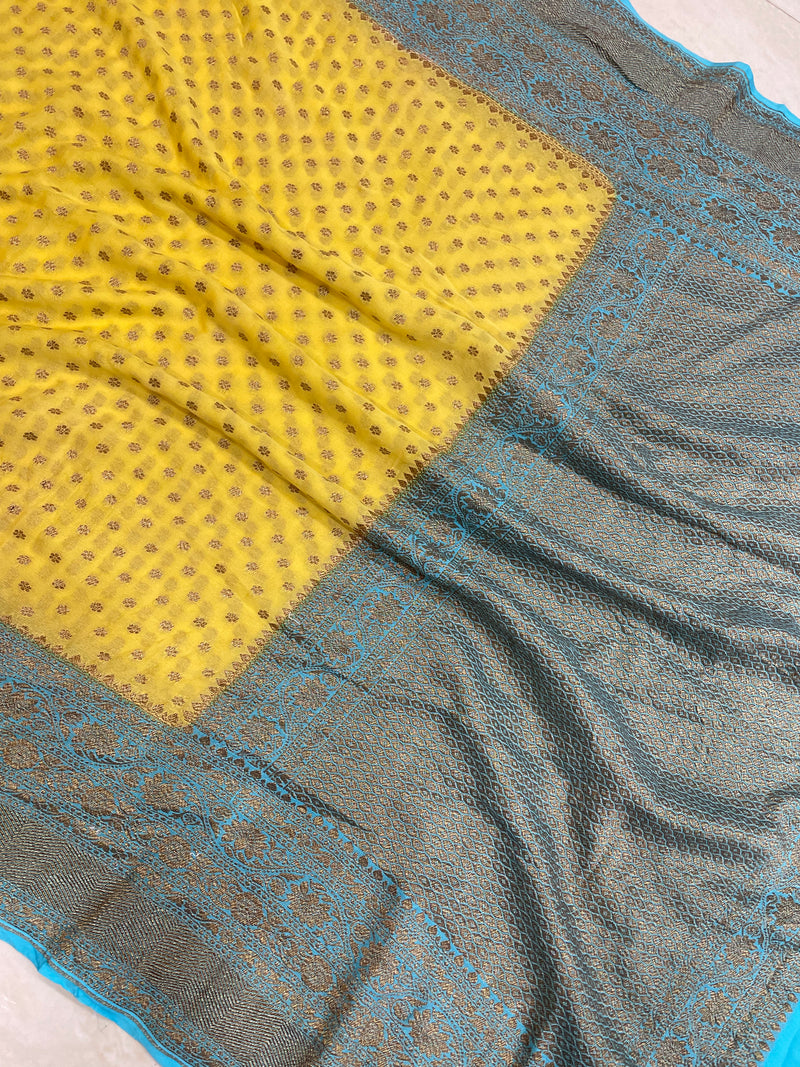 Khaddi Georgette Banarasi Saree -  Antique zari - The Handlooms