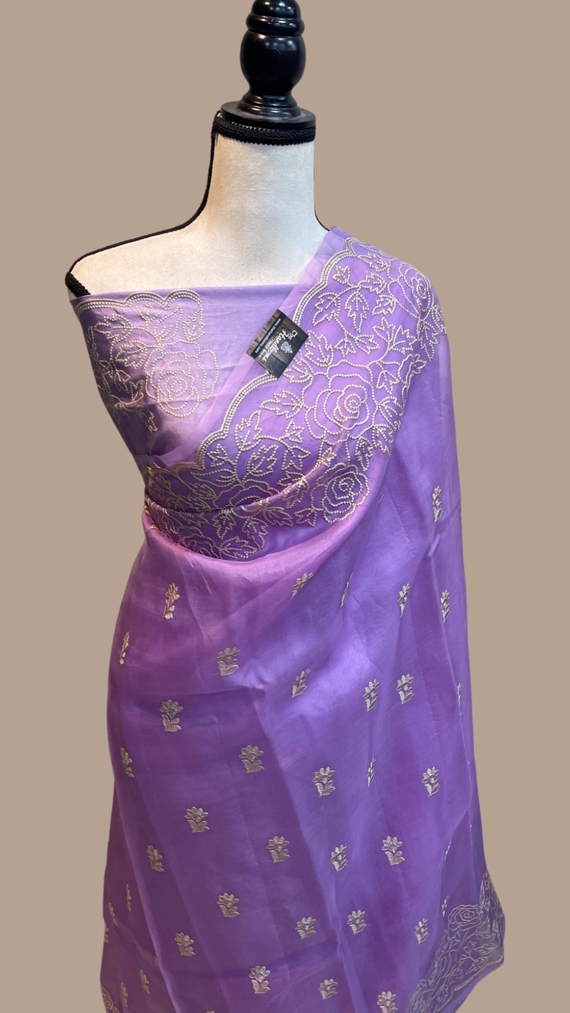 Pure organza Chikankari Handloom Banarasi Saree - The Handlooms