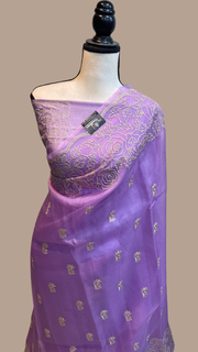 Pure organza Chikankari Handloom Banarasi Saree - The Handlooms