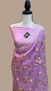 Pure Organza Chikankari Handloom Banarasi Saree - The Handlooms