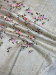 Pure Organza Chikankari Handloom Banarasi Saree - The Handlooms