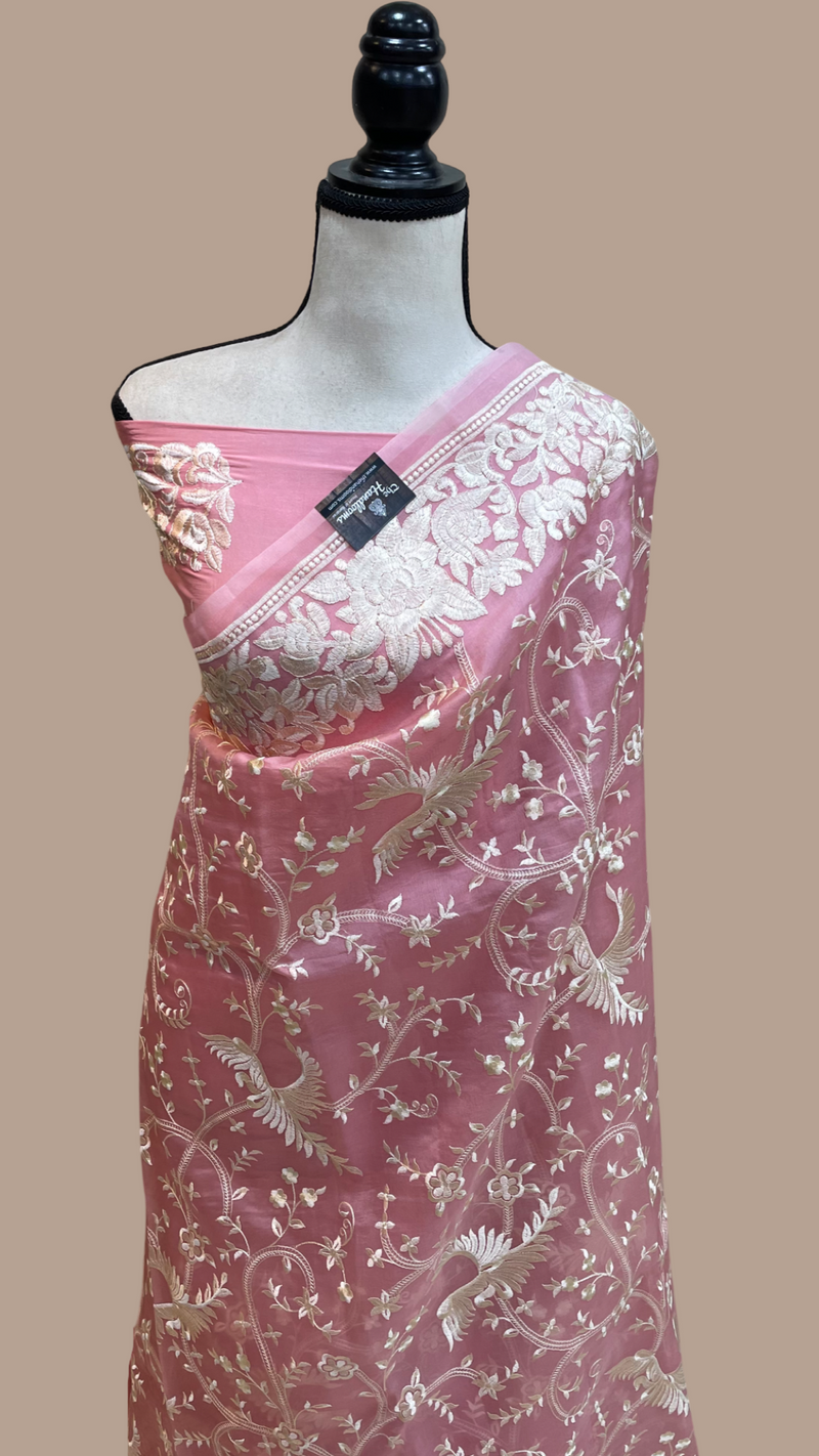 Pure Organza Chikankari Handloom Banarasi Saree - The Handlooms