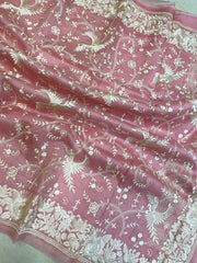 Pure Organza Chikankari Handloom Banarasi Saree - The Handlooms