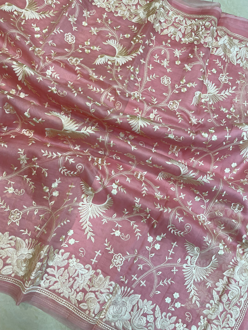 Pure Organza Chikankari Handloom Banarasi Saree - The Handlooms