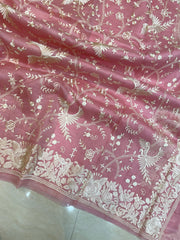 Pure Organza Chikankari Handloom Banarasi Saree - The Handlooms