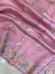 Pure organza Chikankari Handloom Banarasi Saree - The Handlooms
