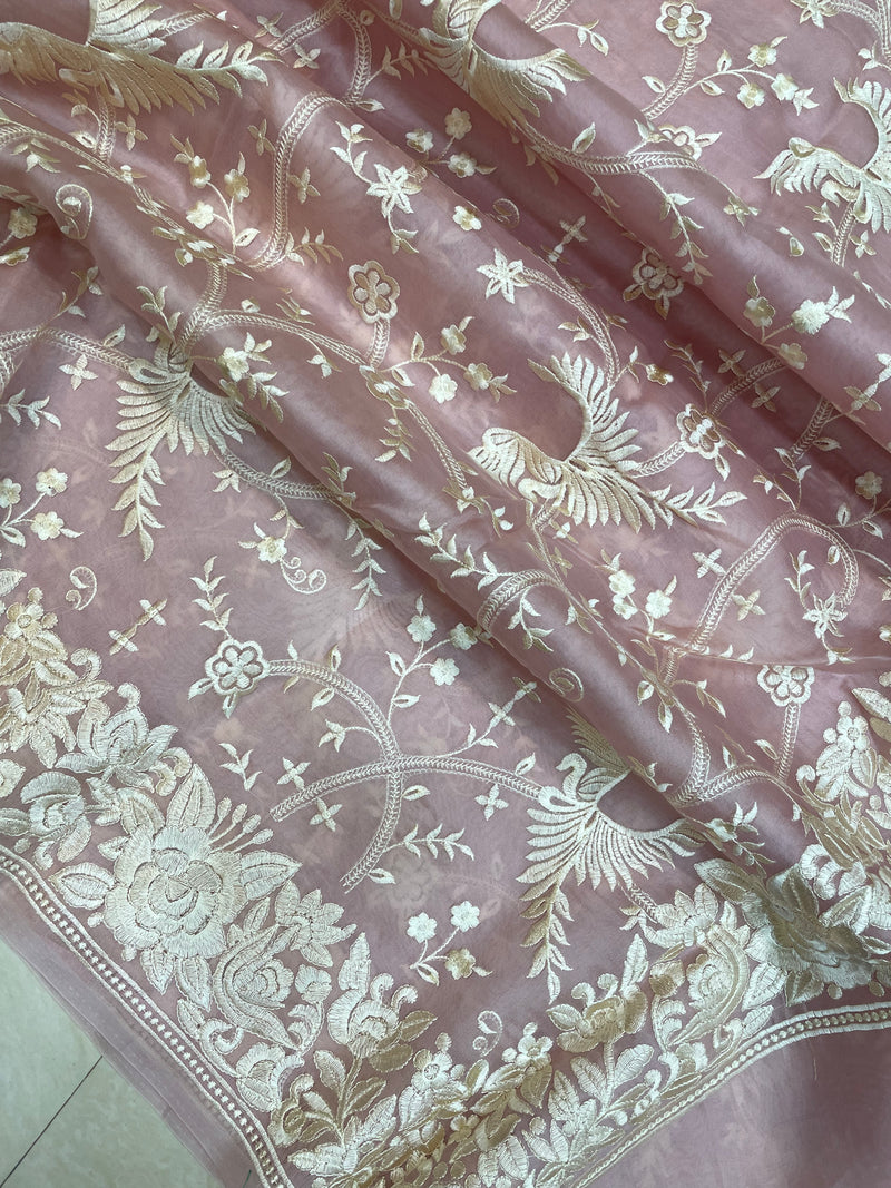 Pure organza Chikankari Handloom Banarasi Saree - The Handlooms