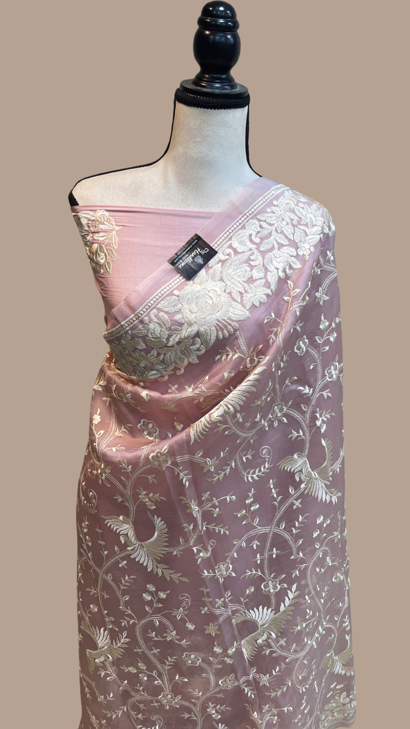 Pure organza Chikankari Handloom Banarasi Saree - The Handlooms