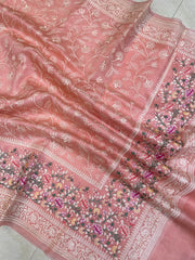 Pure Organza Chikankari Handloom Banarasi Saree - The Handlooms