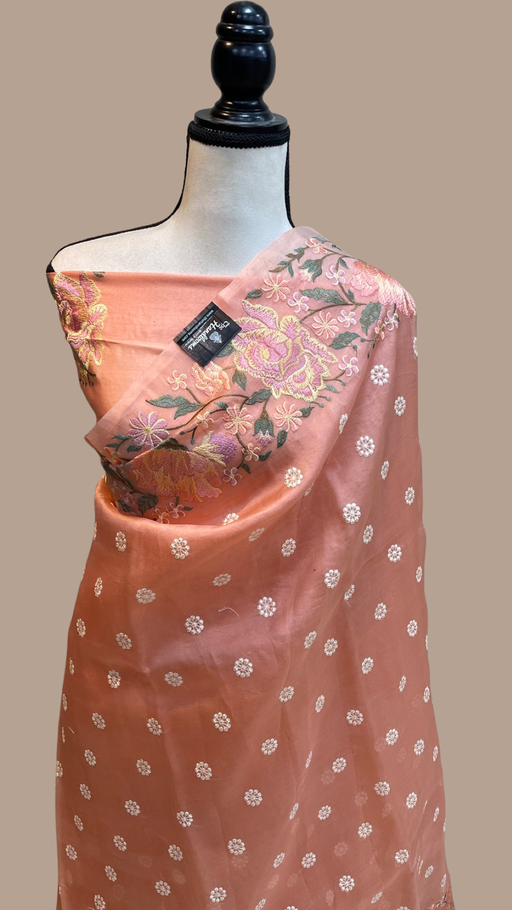 Pure organza Chikankari Handloom Banarasi Saree - The Handlooms