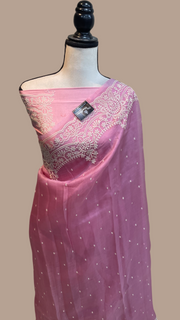 Pure organza Chikankari Handloom Banarasi Saree - The Handlooms