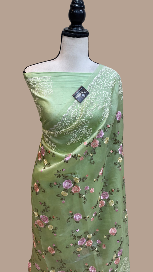 Pure Organza Chikankari Handloom Banarasi Saree - The Handlooms