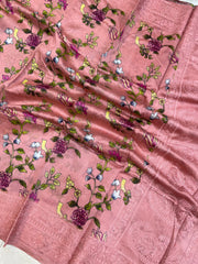 Pure Chanderi  Digital Print with Chikankari Handloom Banarasi Saree - The Handlooms
