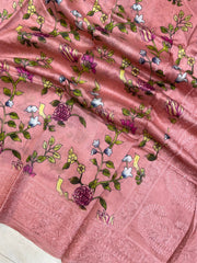 Pure Chanderi  Digital Print with Chikankari Handloom Banarasi Saree - The Handlooms