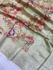 Pure Chanderi  Digital Print with Chikankari Handloom Banarasi Saree - The Handlooms