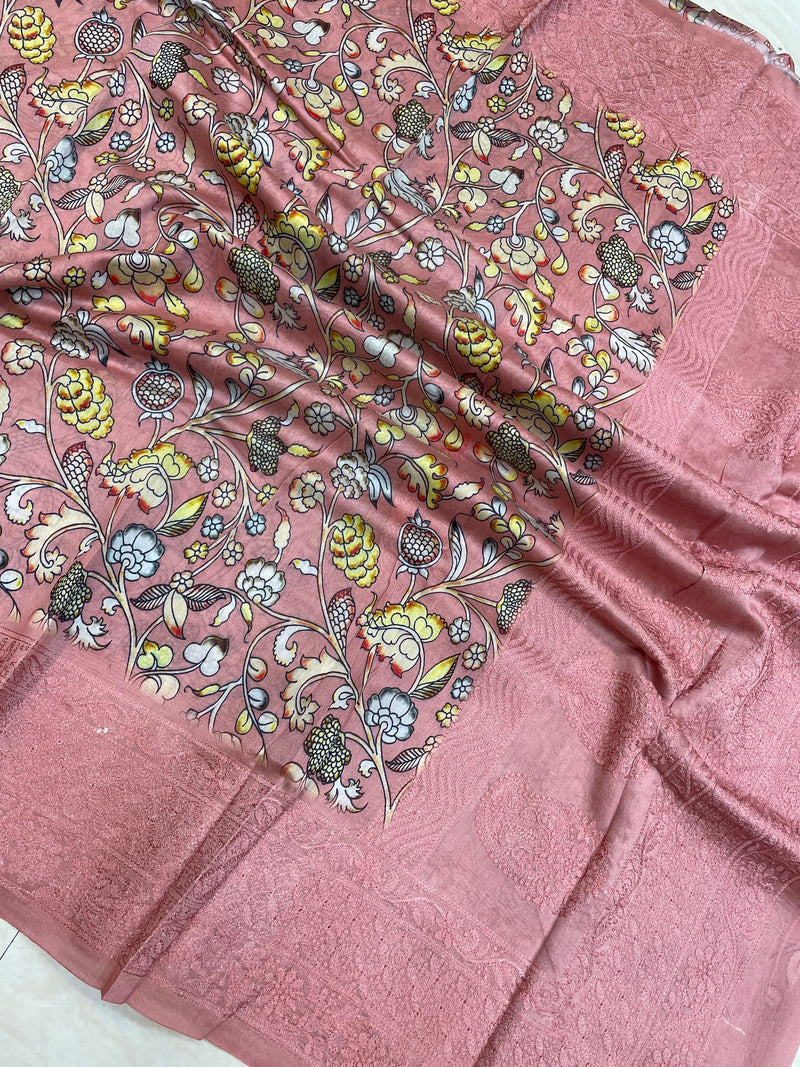 Pure Chanderi  Digital Print with Chikankari Handloom Banarasi Saree - The Handlooms