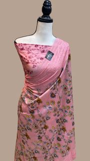 Pure Chanderi  Digital Print with Chikankari Handloom Banarasi Saree - The Handlooms