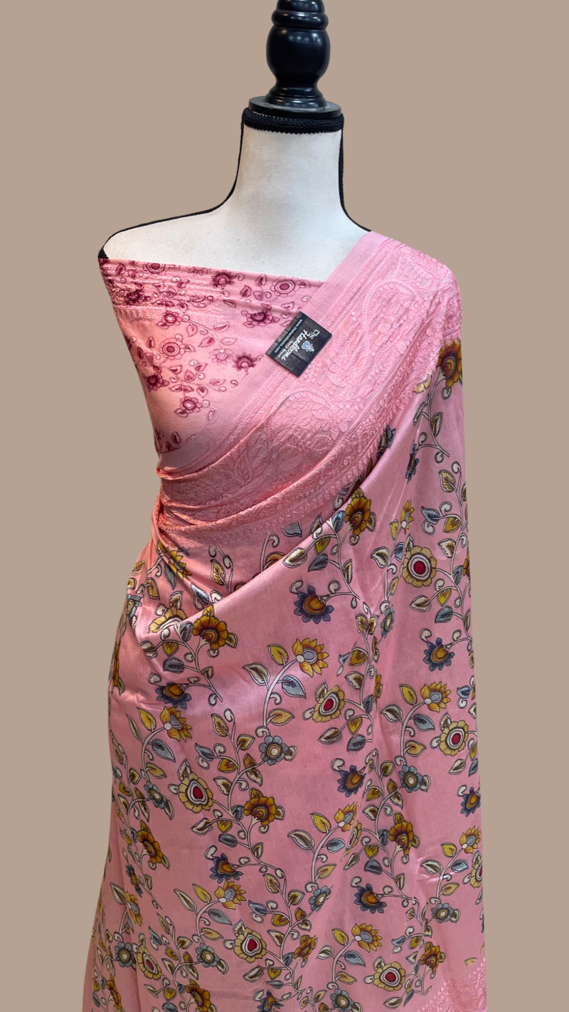 Pure Chanderi  Digital Print with Chikankari Handloom Banarasi Saree - The Handlooms