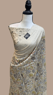 Pure Chanderi  Digital Print with Chikankari Handloom Banarasi Saree - The Handlooms