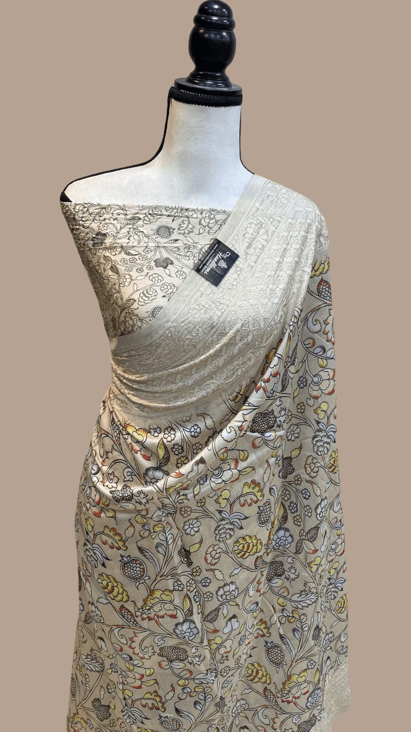 Pure Chanderi  Digital Print with Chikankari Handloom Banarasi Saree - The Handlooms