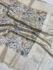 Pure Chanderi  Digital Print with Chikankari Handloom Banarasi Saree - The Handlooms