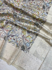 Pure Chanderi  Digital Print with Chikankari Handloom Banarasi Saree - The Handlooms