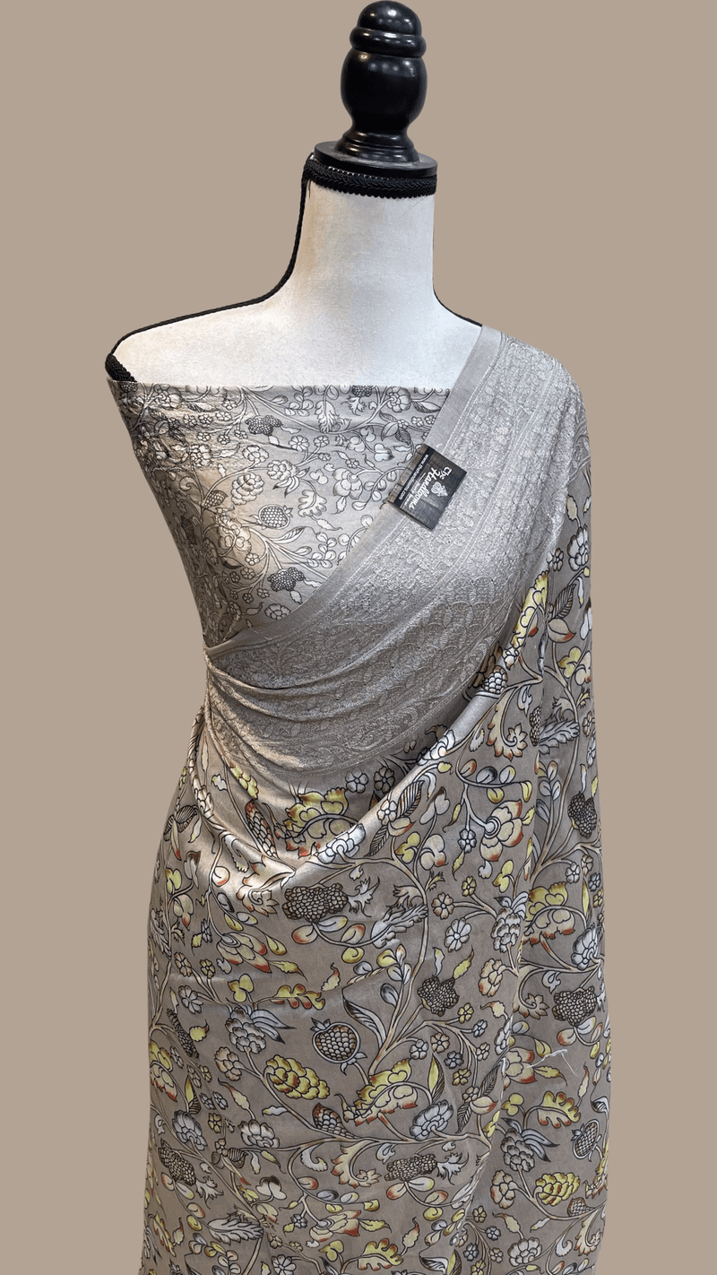 Pure Chanderi  Digital Print with Chikankari Handloom Banarasi Saree - The Handlooms