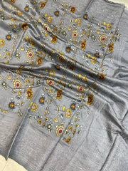 Pure Chanderi  Digital Print with Chikankari Handloom Banarasi Saree - The Handlooms