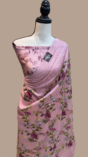 Pure Chanderi  Digital Print with Chikankari Handloom Banarasi Saree - The Handlooms