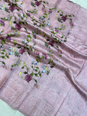 Pure Chanderi  Digital Print with Chikankari Handloom Banarasi Saree - The Handlooms