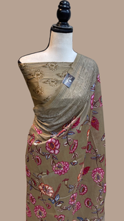 Pure Chanderi  Digital Print with Chikankari Handloom Banarasi Saree - The Handlooms