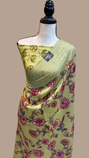 Pure Chanderi  Digital Print with Chikankari Handloom Banarasi Saree - The Handlooms